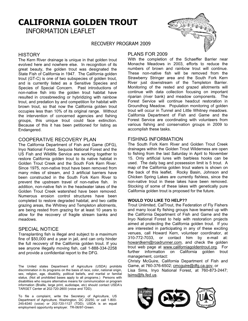 Golden Trout Information Leaflet