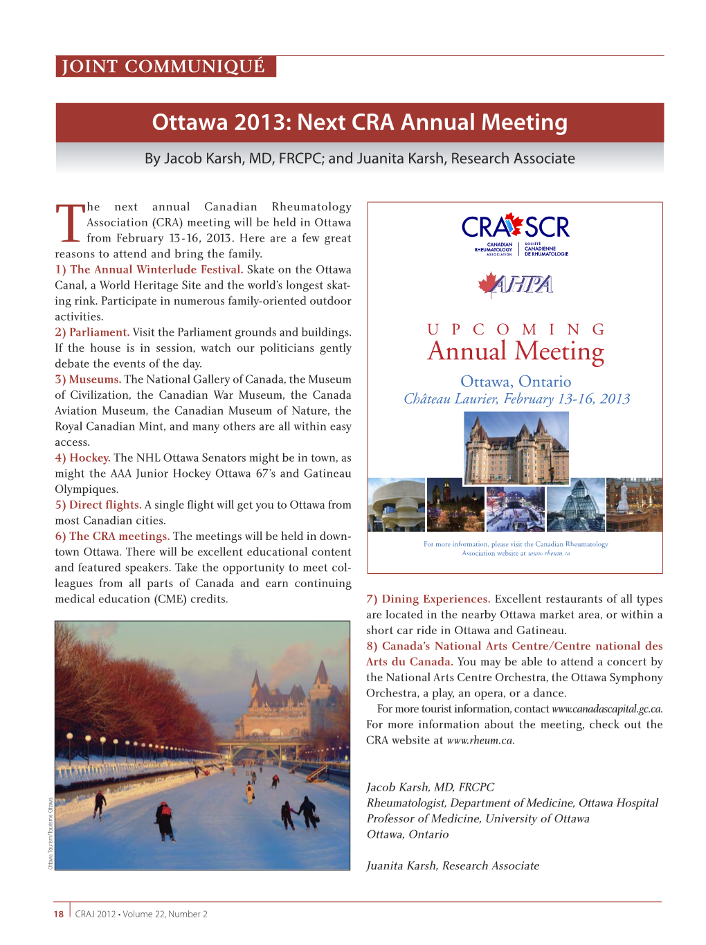 Ottawa 2013: Next CRA Annual Meeting
