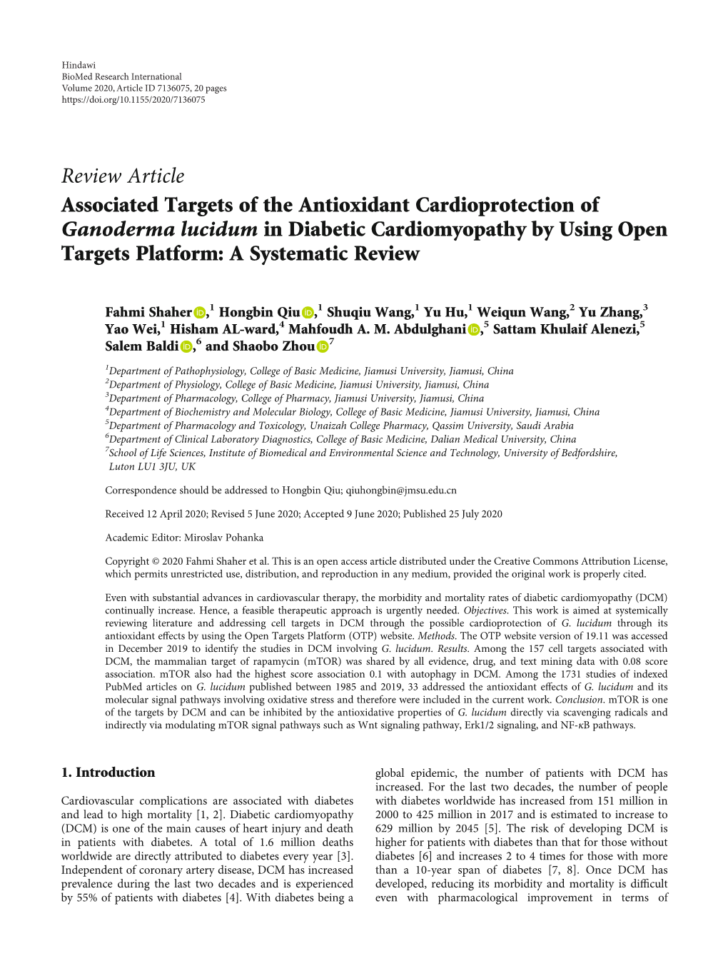 Review Article Associated Targets of the Antioxidant Cardioprotection Of