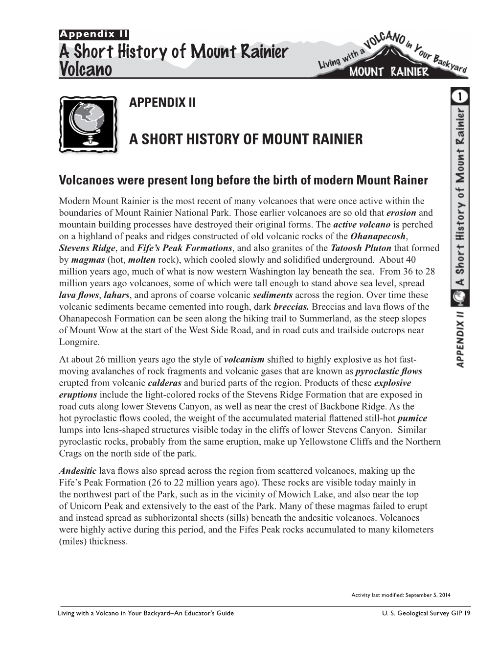 A Short History of Mount Rainier Volcano