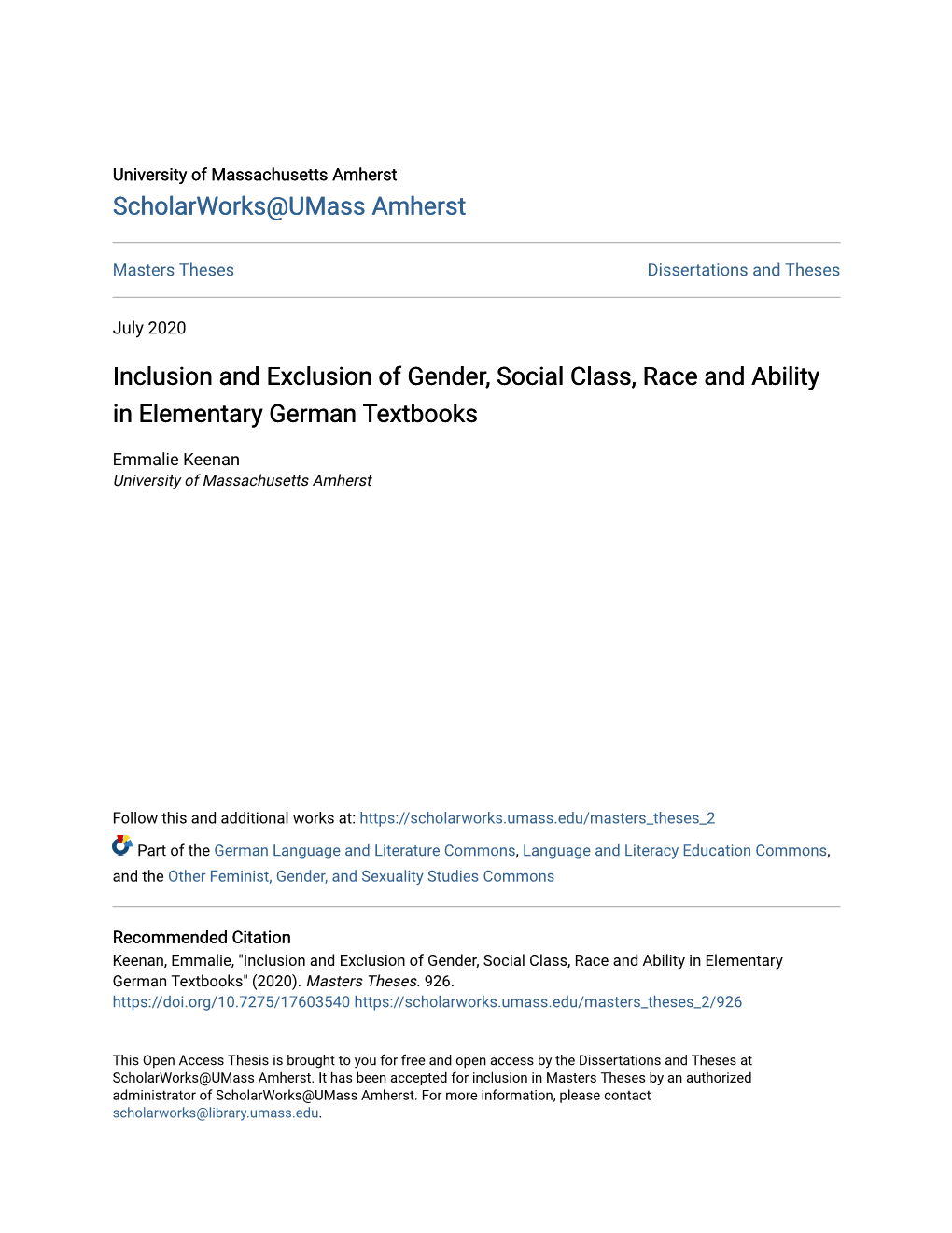 Inclusion and Exclusion of Gender, Social Class, Race and Ability in Elementary German Textbooks