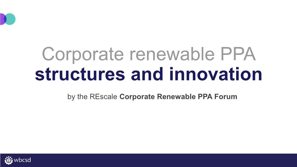 Corporate Renewable PPA Forum