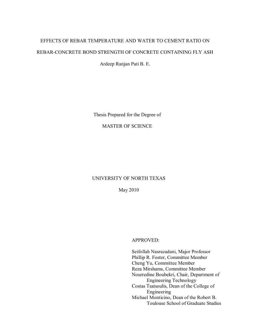 Effects of Rebar Temperature and Water to Cement Ratio On