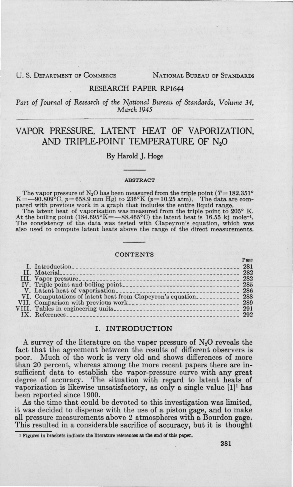 Vapor Pressure, Latent Heat of Vaporization, and Triple-Point