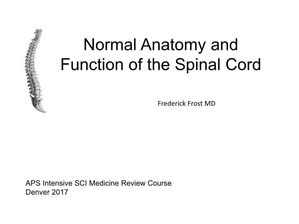 Normal Anatomy and Function of the Spinal Cord