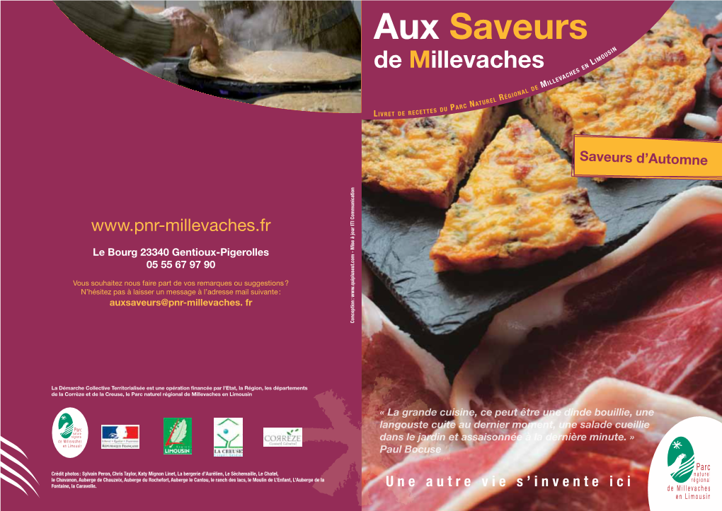 Aux Saveurs in Us Mo Li De Millevaches En Es Ch Eva Mill De Nal Égio El R Atur Arc N Es Du P Livret De Recett