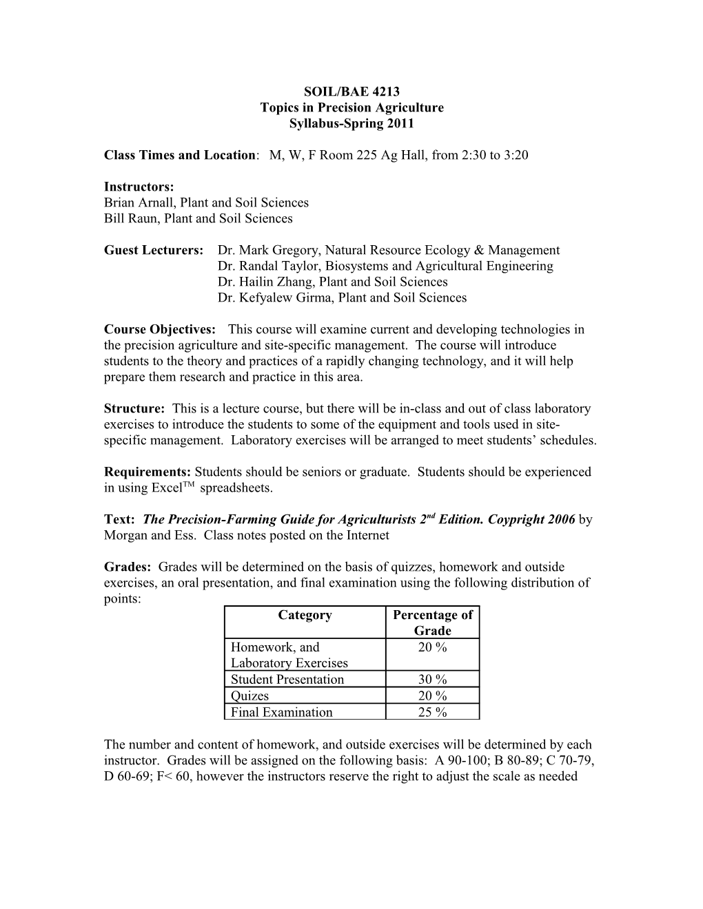 Topics in Precision Agriculture