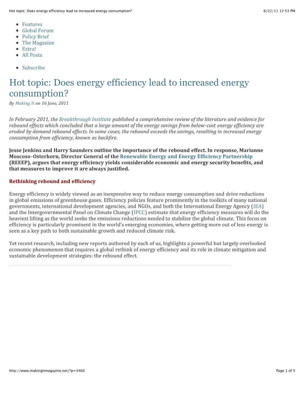 Does Energy Efficiency Lead to Increased Energy Consumption? 6/22/11 12:53 PM