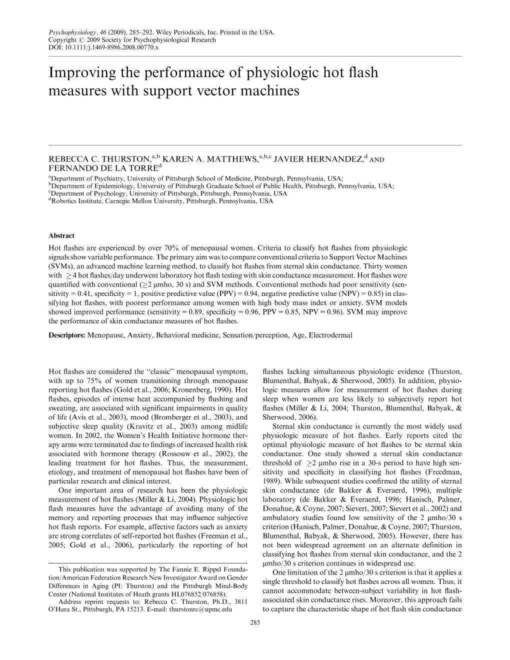 Improving the Performance of Physiologic Hot Flash Measures With