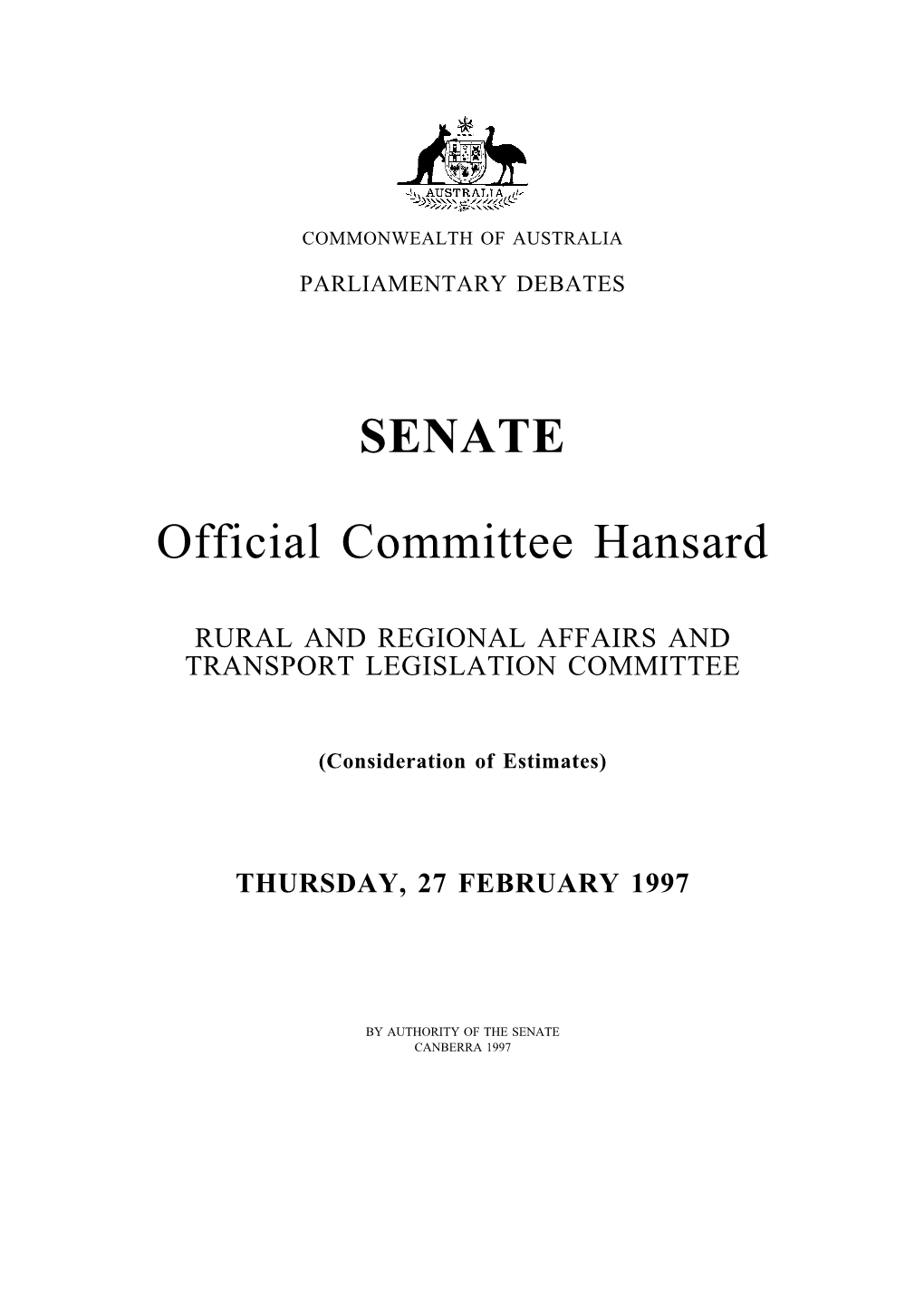 SENATE Official Committee Hansard