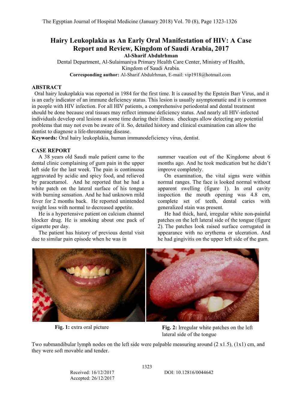 Hairy Leukoplakia As an Early Oral Manifestation of HIV: a Case Report