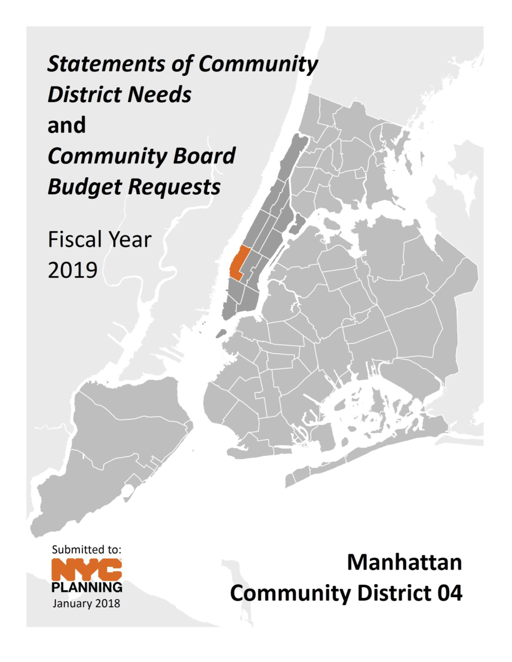 CB4 FY19 CB4 Statement District Needs and Budget Requests