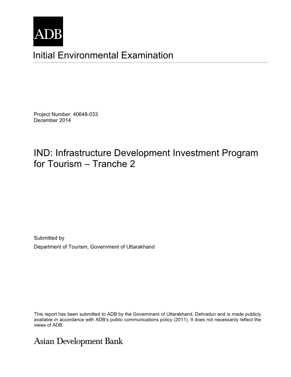 40648-033: Initial Environmental Examination