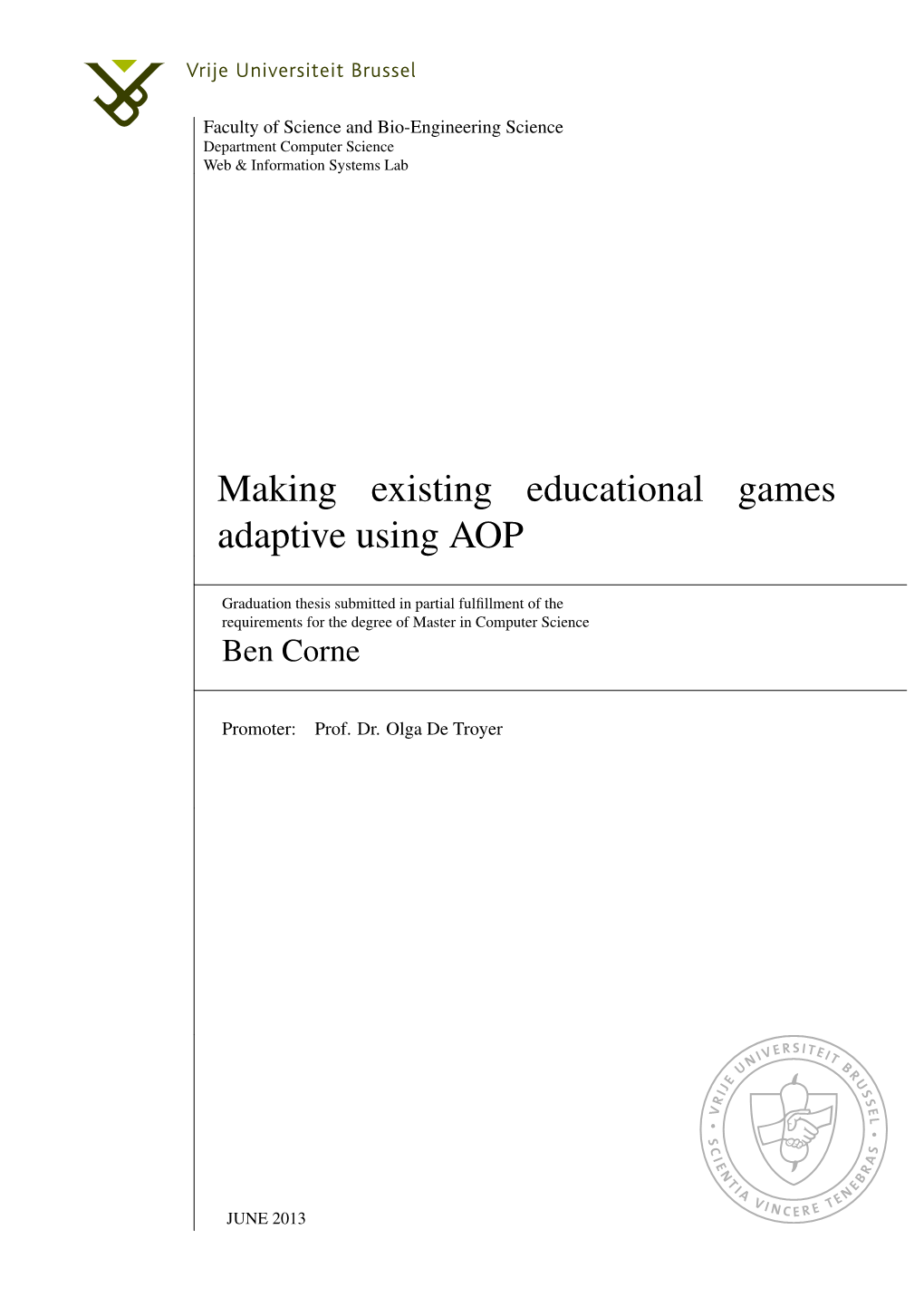 Making Existing Educational Games Adaptive Using AOP