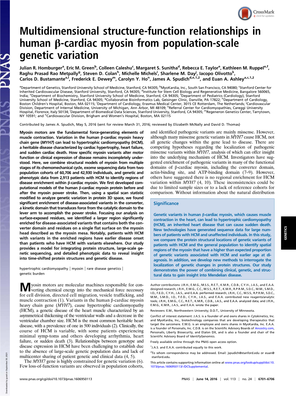 Multidimensional Structure-Function Relationships in Human Β-Cardiac Myosin from Population-Scale Genetic Variation