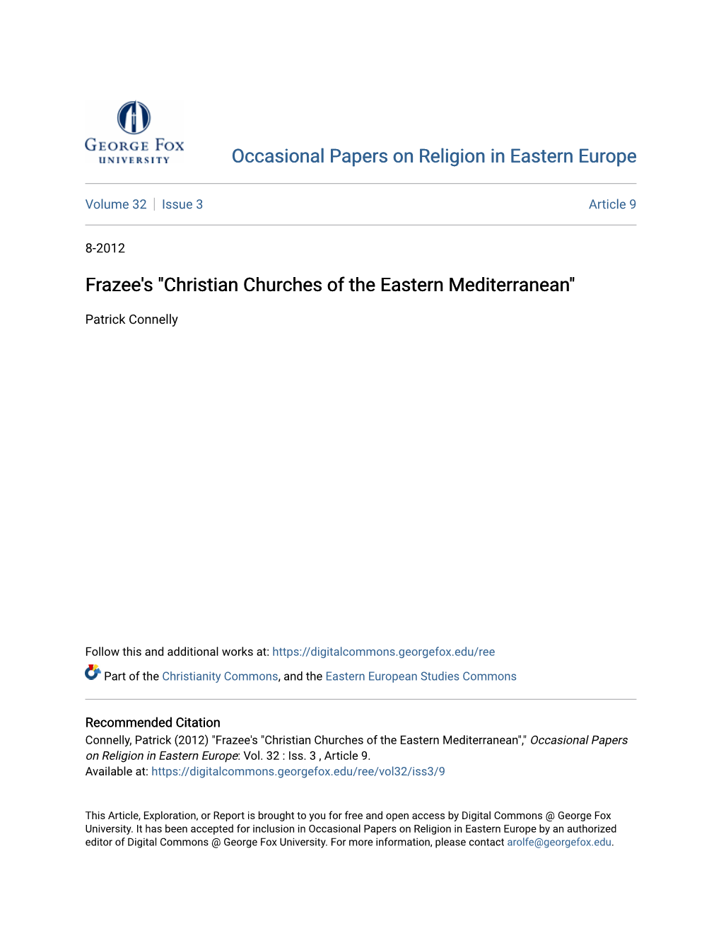 Christian Churches of the Eastern Mediterranean