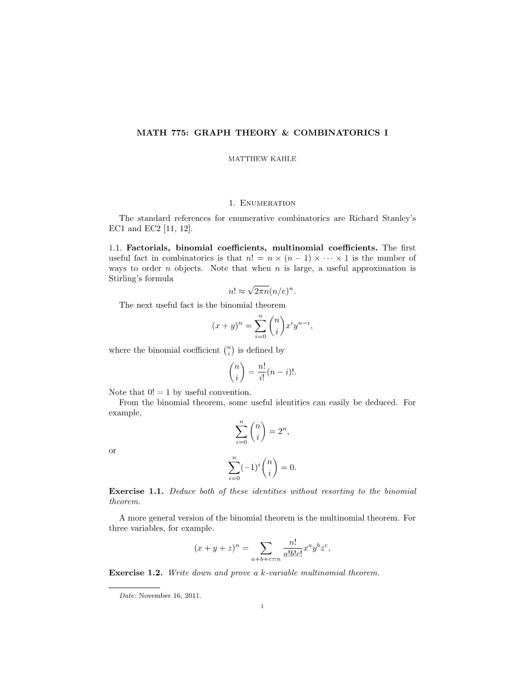 Graph Theory & Combinatorics