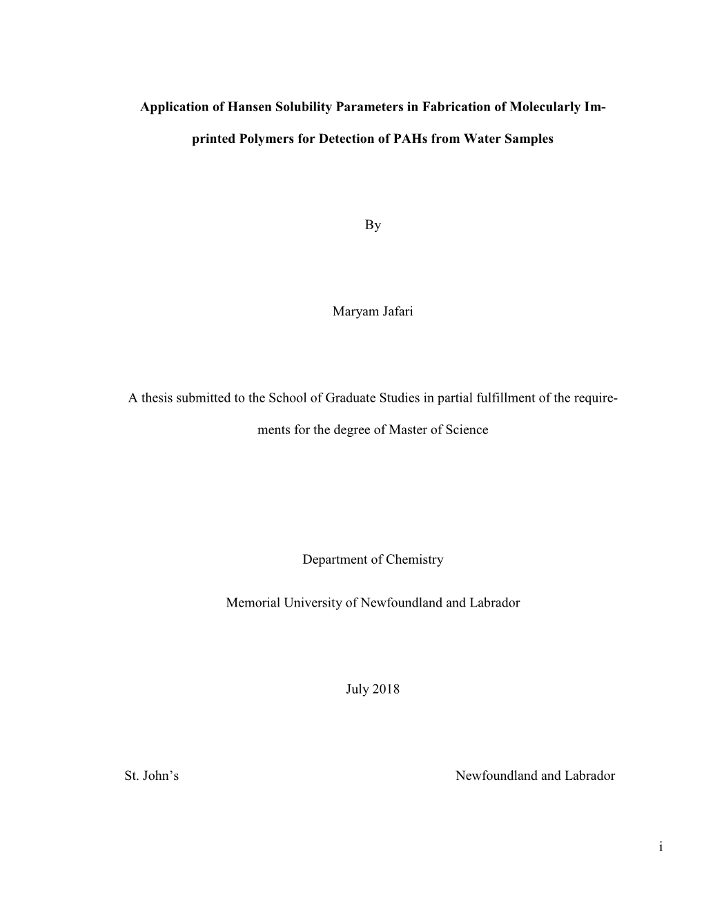 I Application of Hansen Solubility Parameters in Fabrication