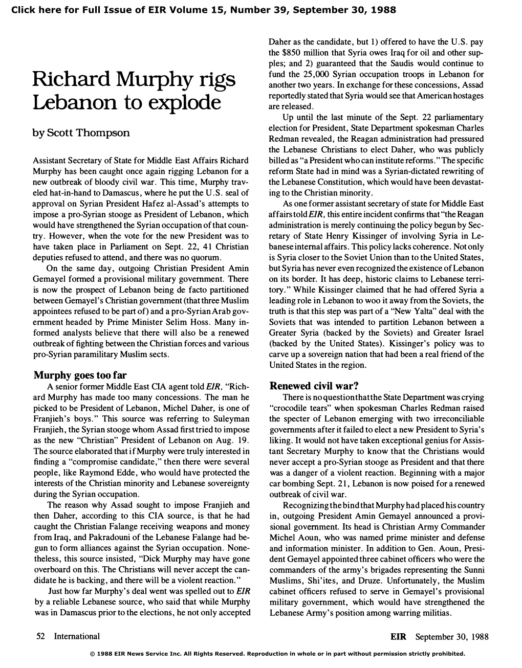 Richard Murphy Rigs Lebanon to Explode