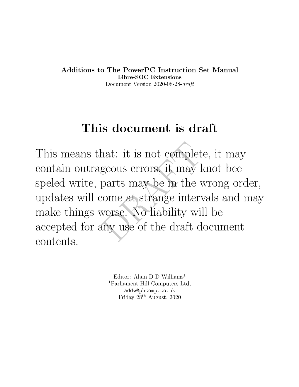 This Document Is Draft This Means That