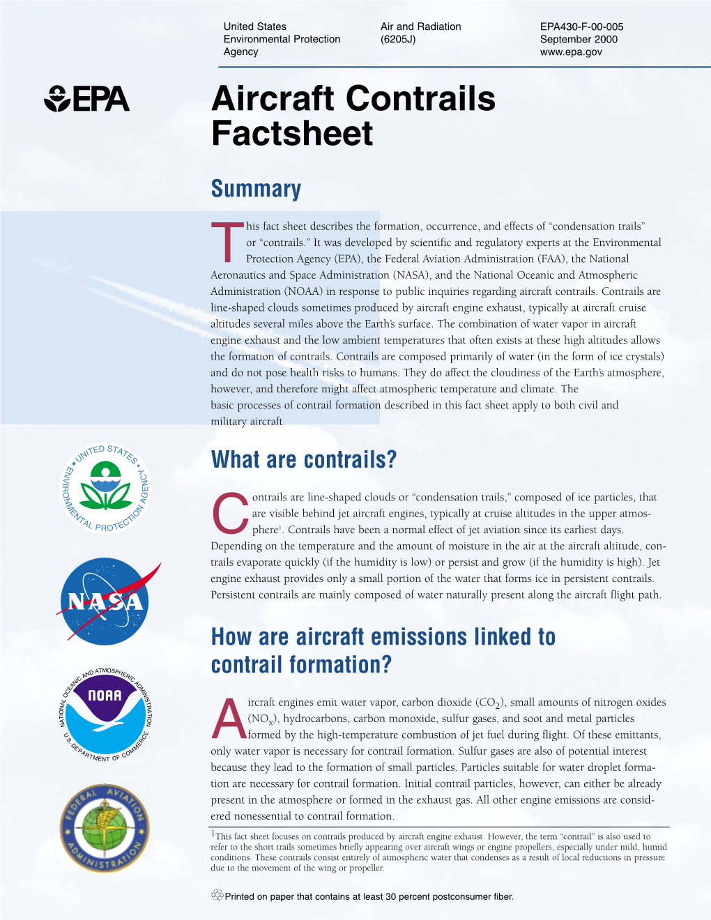 Aircraft Contrails Factsheet