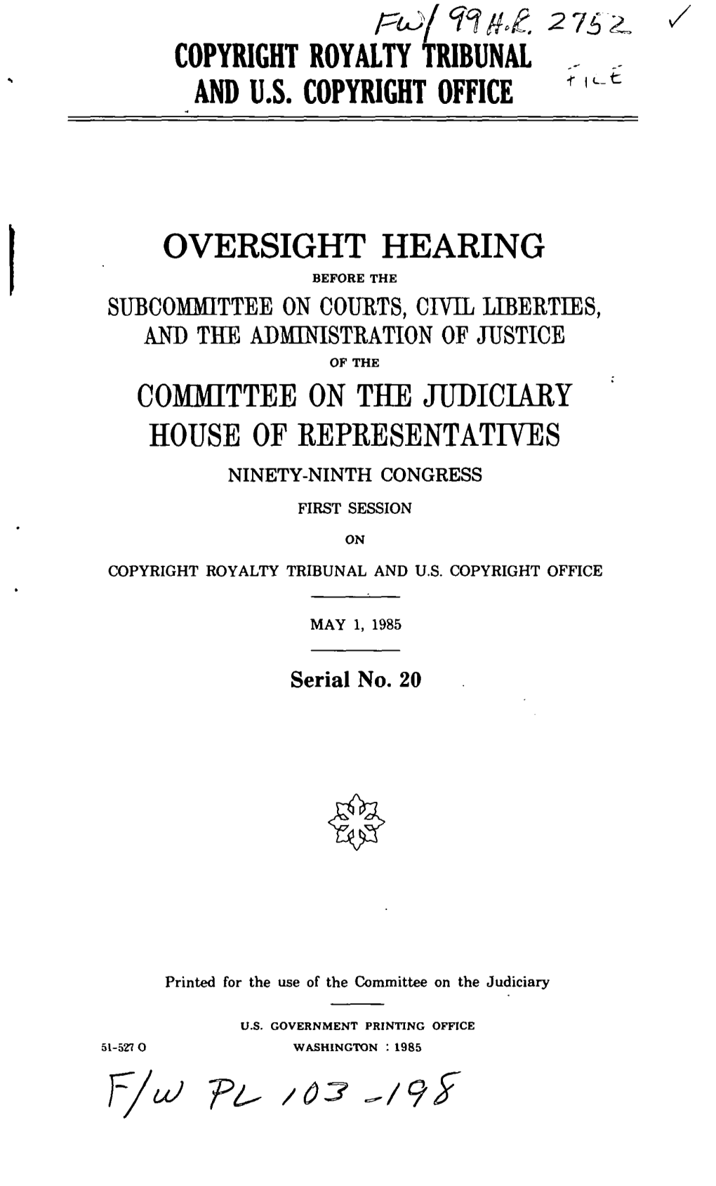 Oversight Hearing