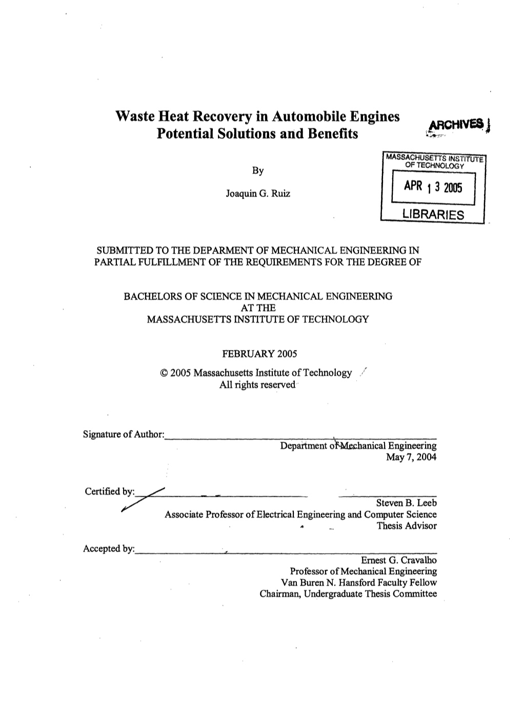 Waste Heat Recovery in Automobile Engines: Potential Solutions and Benefits