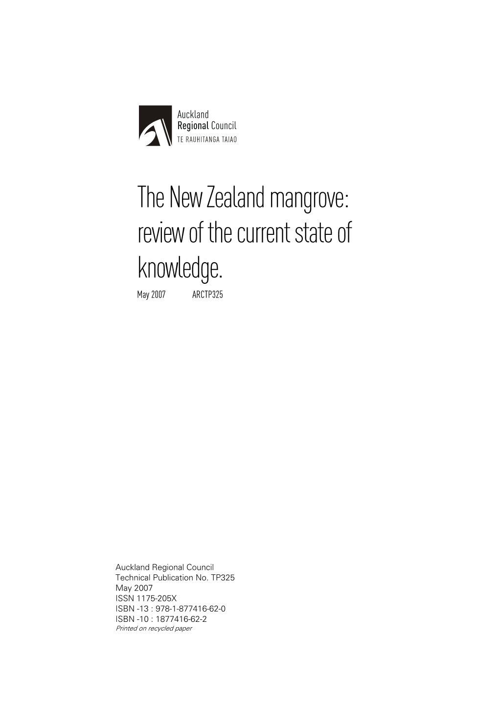 The New Zealand Mangrove: Review of the Current State of Knowledge