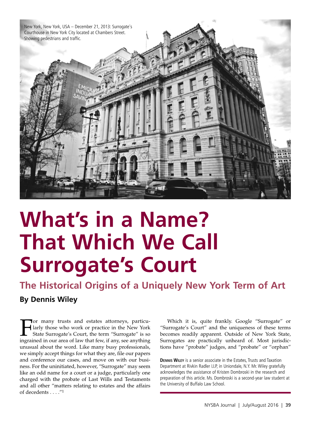 What's in a Name? That Which We Call Surrogate's Court