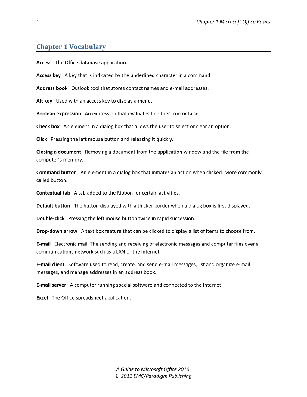 4 Chapter 1 Microsoft Office Basics