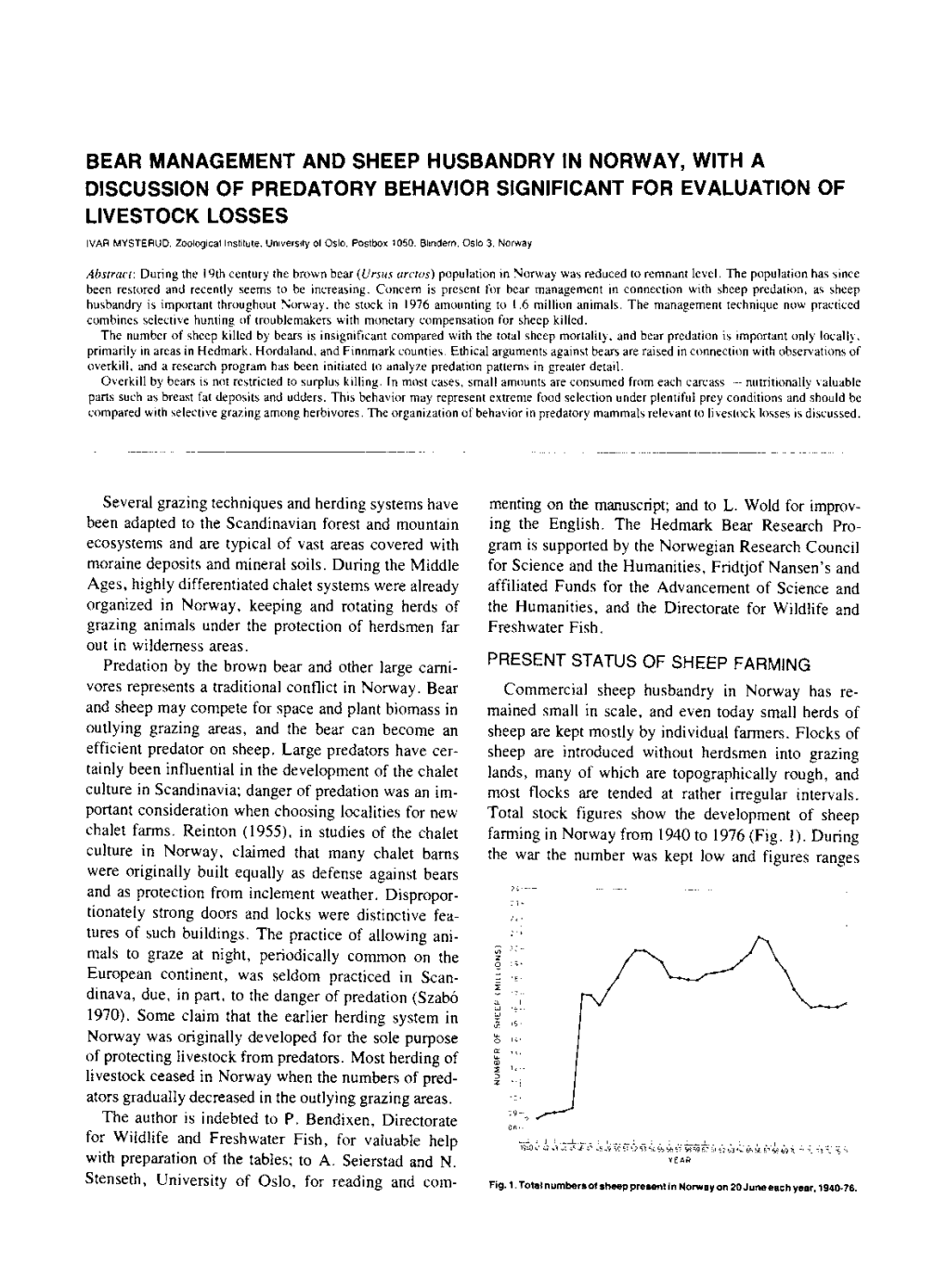 Bear Management and Sheep Husbandry in Norway, with a Discussion of Predatory Behavior Significant for Evaluation of Livestock Losses