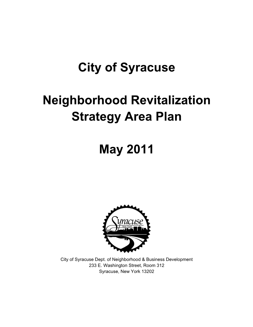 City of Syracuse Neighborhood Revitalization Strategy Area Plan