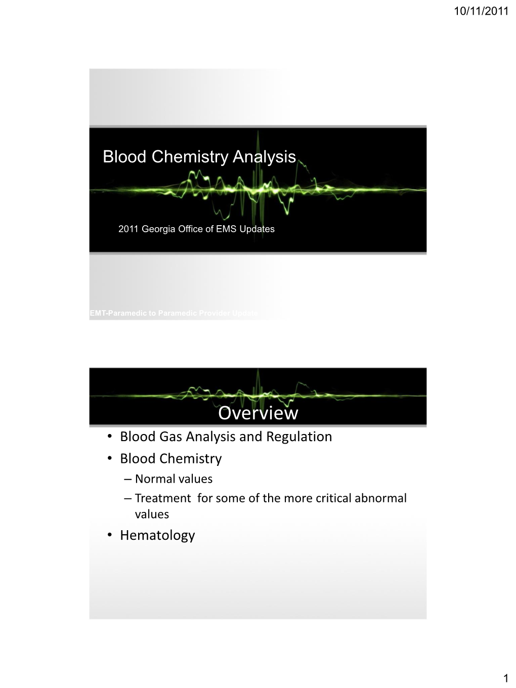 Blood Chemistry Analysis