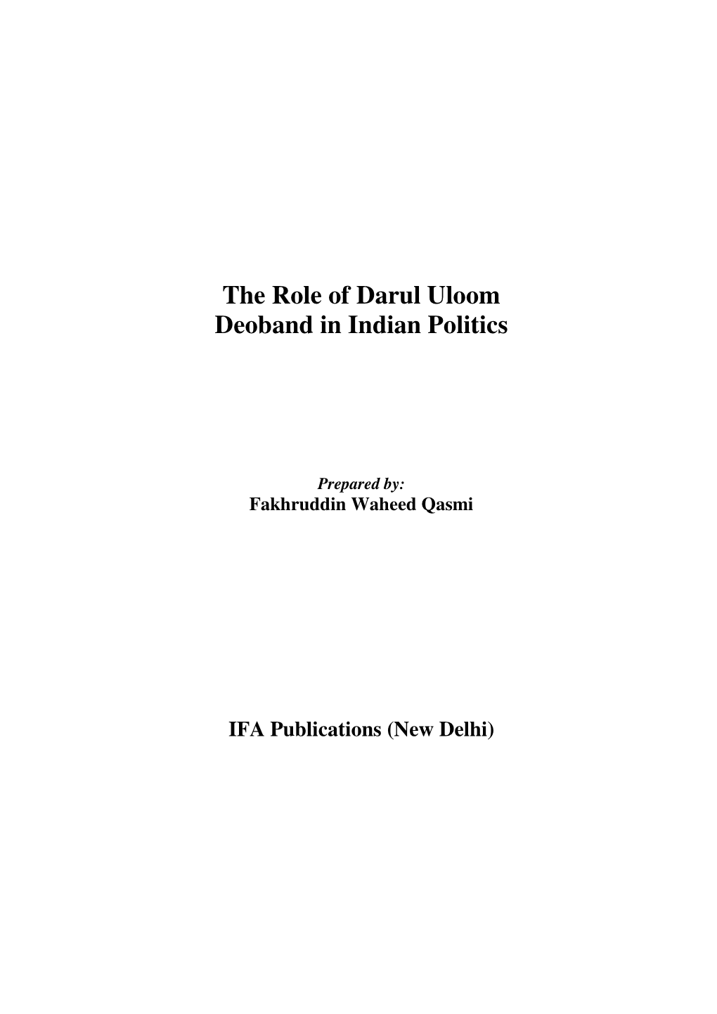 The Role of Darul Uloom Deoband in Indian Politics