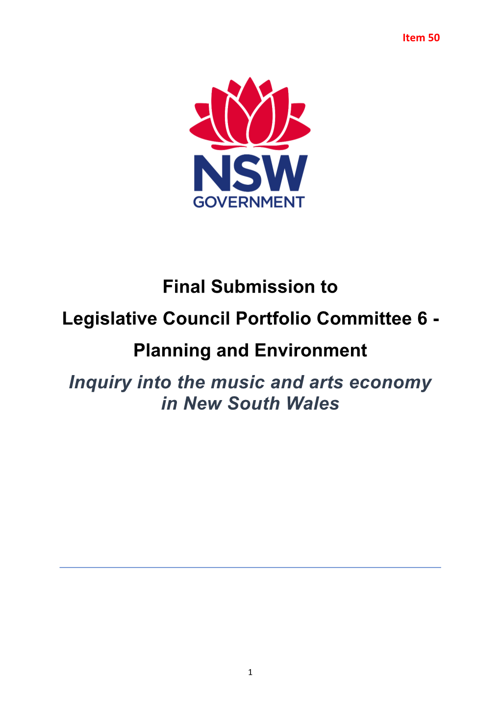 Planning and Environment Inquiry Into the Music and Arts Economy in New South Wales