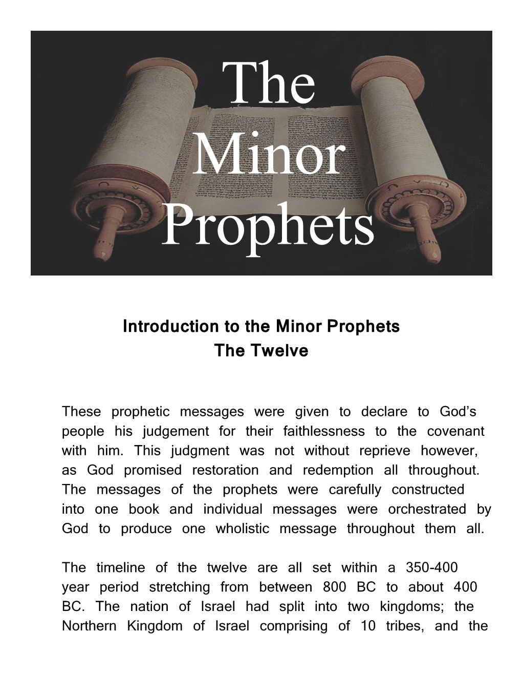 Introduction to the Minor Prophets the Twelve