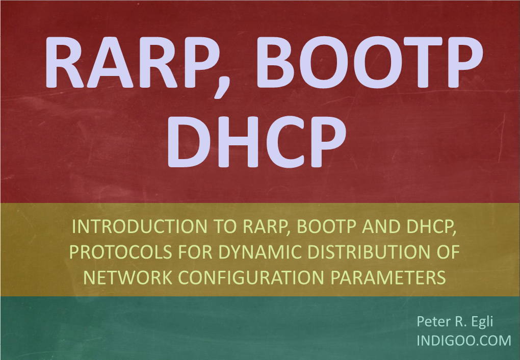 RARP / BOOTP / DHCP Indigoo.Com RARP, BOOTP DHCP