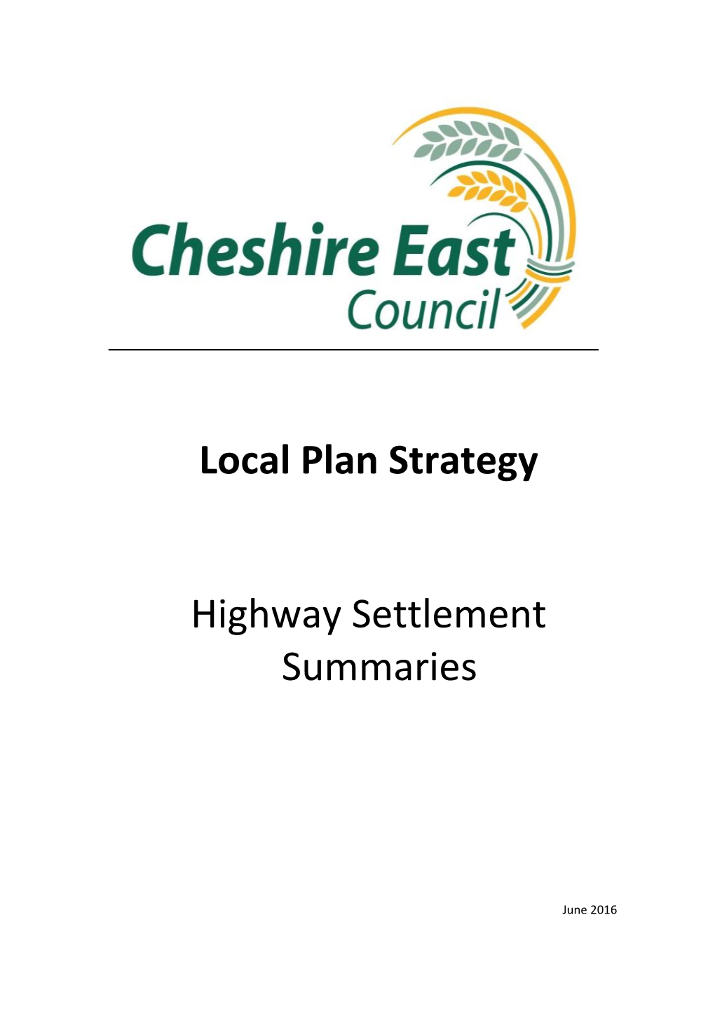 Local Plan Strategy Highway Settlement Summaries