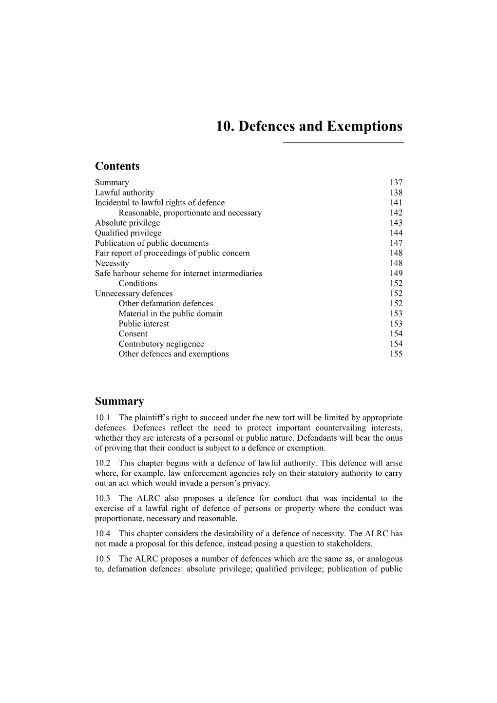 10. Defences and Exemptions