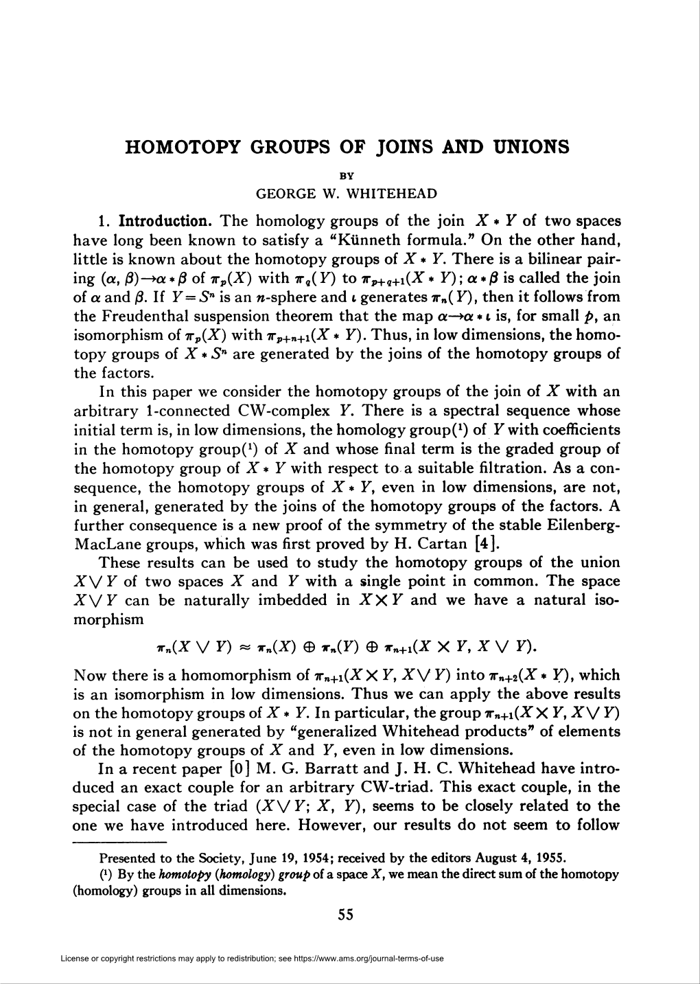 Homotopy Groups of Joins and Unions