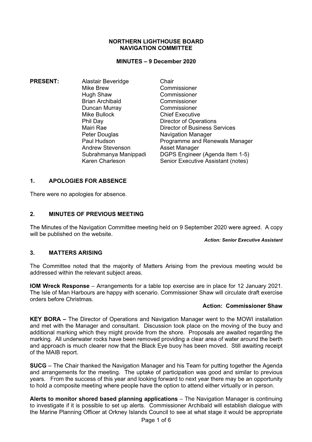 Navigation Committee Minutes 9 December 2020