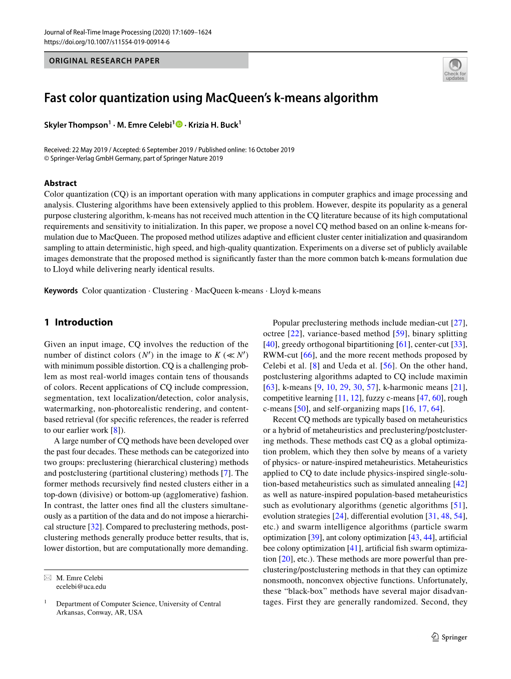 Fast Color Quantization Using Macqueen's K-Means Algorithm