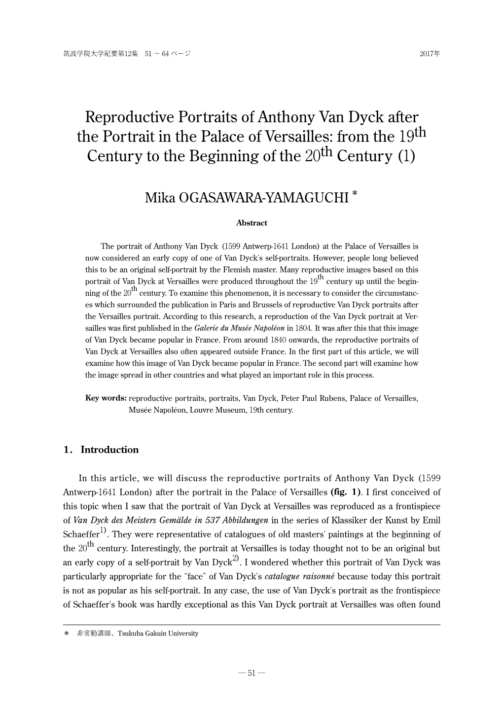 Reproductive Portraits of Anthony Van Dyck After the Portrait in the Palace of Versailles: from the 19Th Century to the Beginning of the 20Th Century (1)