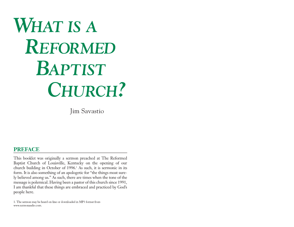 What Is a Reformed Baptist Church?