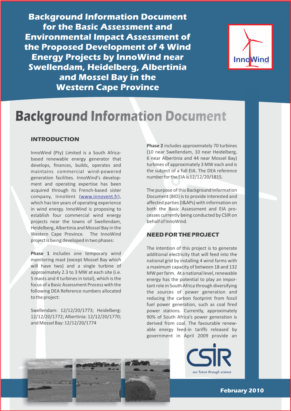 Background Information Document for the Basic Assessment And