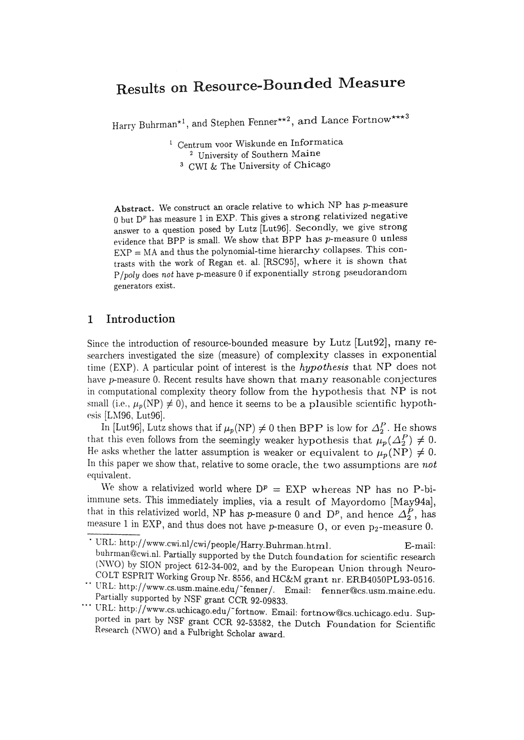 Results on Resource-Bounded Measure