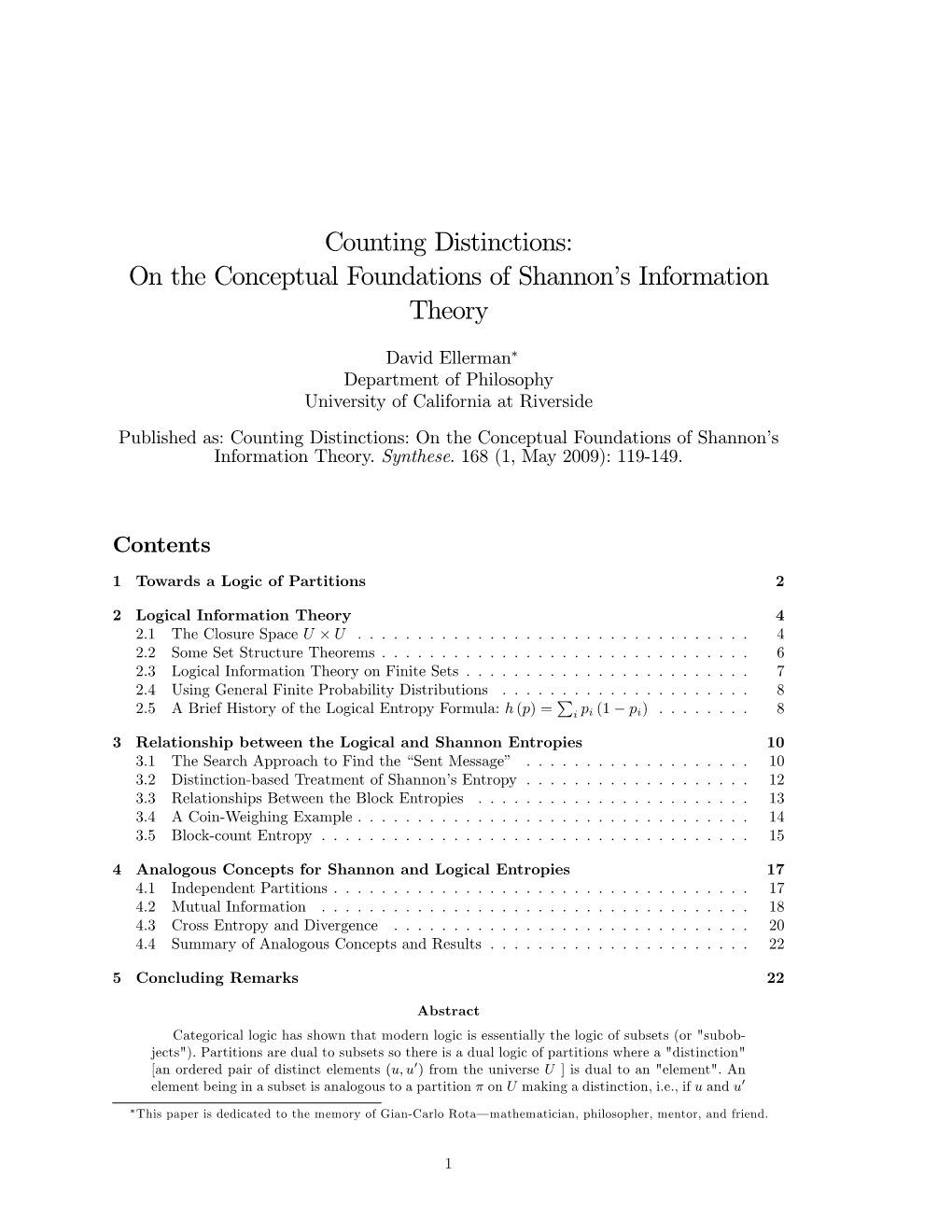 Counting Distinctions: on the Conceptual Foundations of Shannon's Information Theory