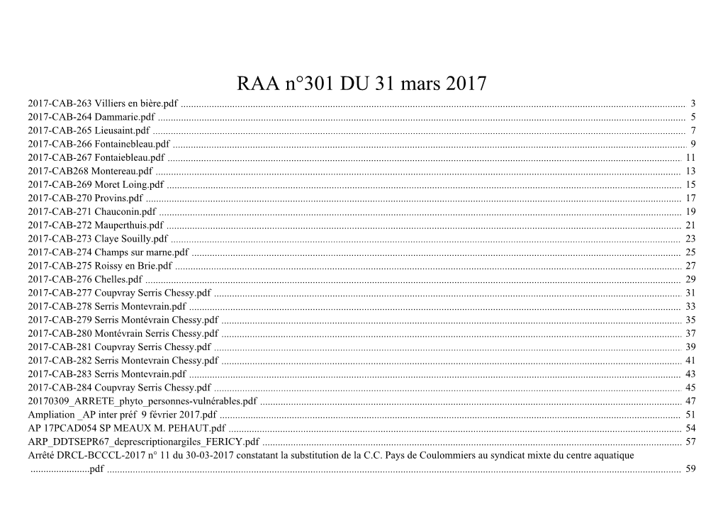 RAA N°301 DU 31 Mars 2017