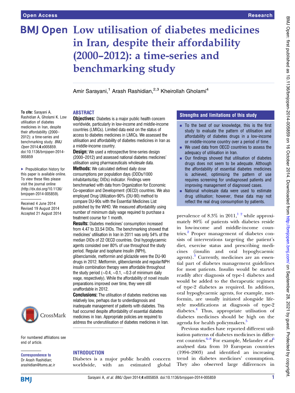 Low Utilisation of Diabetes Medicines in Iran, Despite Their Affordability (2000–2012): a Time-Series and Benchmarking Study