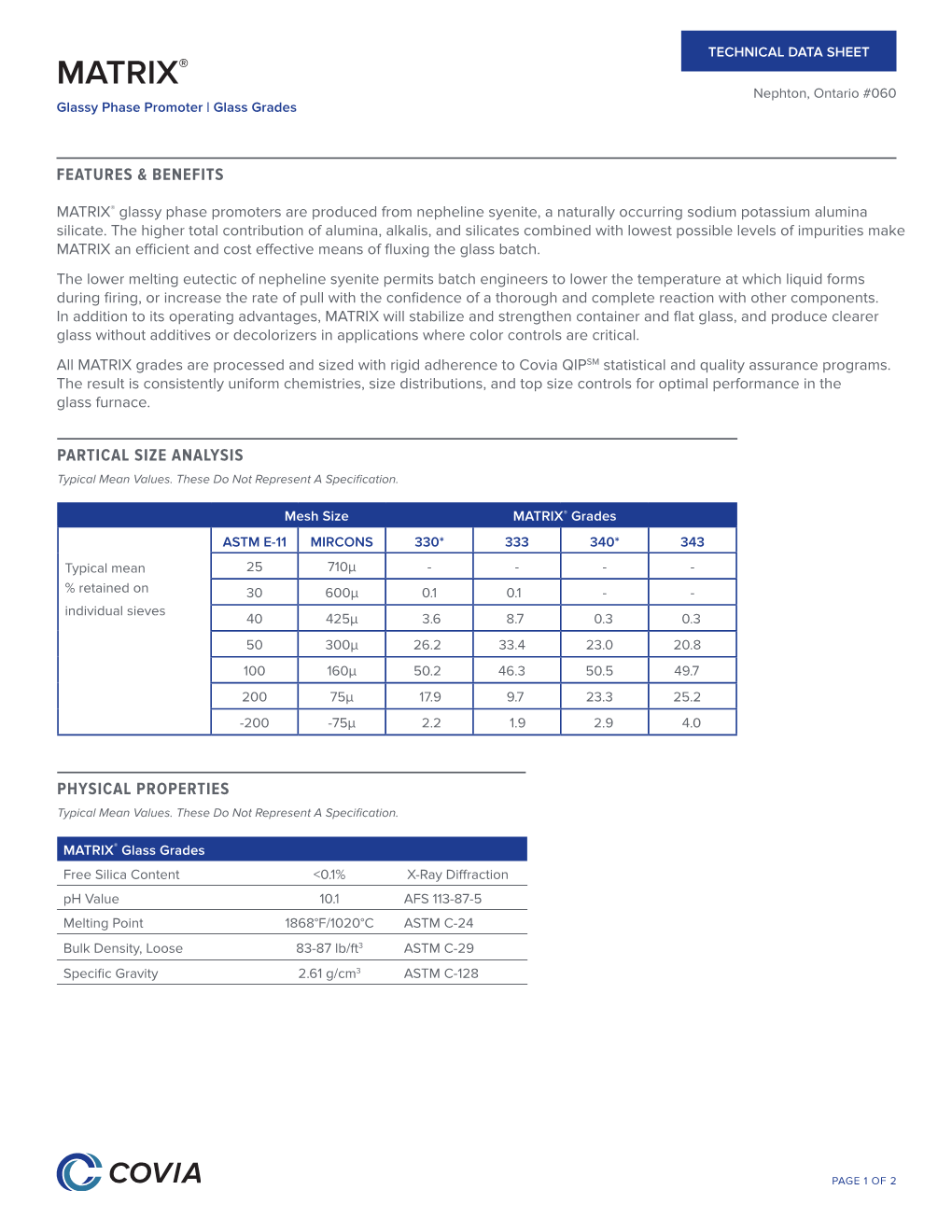 MATRIX® Nephton, Ontario #060 Glassy Phase Promoter | Glass Grades 